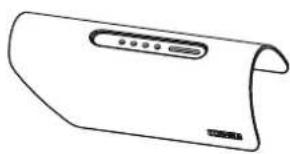 Line drawing of a handheld electronic device with a scroll and indicator lights (no text or symbols)