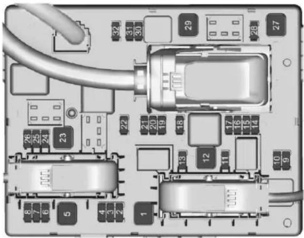 Diagram of an electronic circuit board with numbered components and a cable, showing connections between ports and connectors.