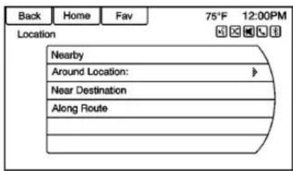 Back Home Fav 75°F 12:00PM Location Nearby Around Location: Near Destination Along Route