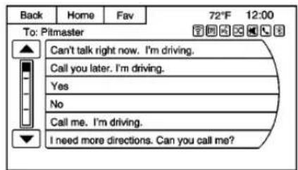 Back Home Fav 72°F 12:00 To: Pilmaster Can't talk right now. I'm driving. Call you later. I'm driving. Yes No Call me. I'm driving. I need more directions. Can you call me?