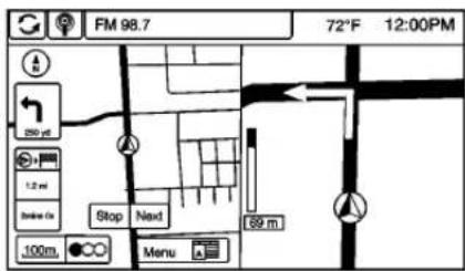 FM 98.7 72°F 12:00PM Stop Next 100m Menu