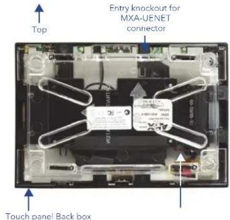 Top Entry knockout for MXA-UENET connector Touch panel Back box