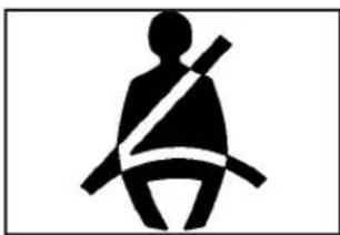 Silhouette of a person wearing a seatbelt with crossed bandages (no text or symbols).