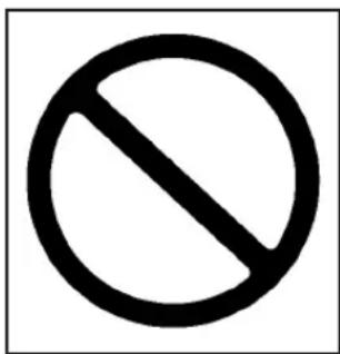 Prohibition symbol with a circle and diagonal line, commonly used to indicate prohibition or exclusion.