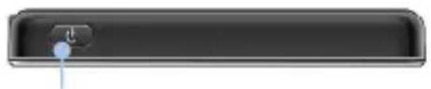 Gray rectangular button with a blue circular indicator and arrow icon (no text or symbols)