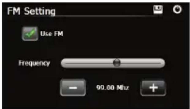 FM Setting Use FM Frequency - 99.00 Mhz +
