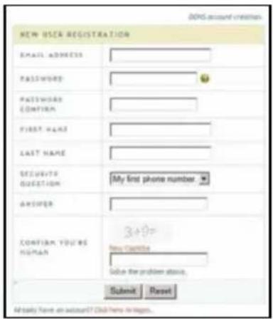 BOS accounts credentials NEW USER REGISTRATION EMAIL ADDRESS PASSWORD PASSWORD COMMENT FIRST NAME LAST NAME SUCCESS QUESTION My first phone number ANSWER CONFIRM YOU'RE NUMAN 3+9+ New Certificate Solve the problem status. Submit Reset Actually Have an account? Did Here In Page...