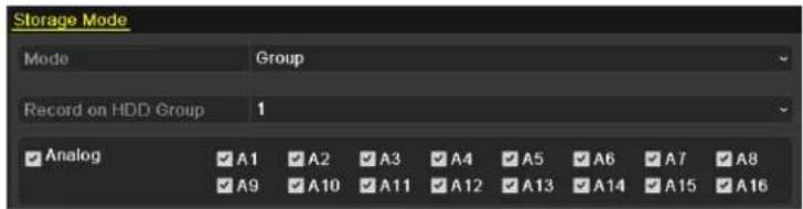 Storage Mode Mode Group Record on HDD Group 1 ✓ Analog ✓ A1 ✓ A2 ✓ A3 ✓ A4 ✓ A5 ✓ A6 ✓ A7 ✓ A8 ✓ A9 ✓ A10 ✓ A11 ✓ A12 ✓ A13 ✓ A14 ✓ A15 ✓ A16