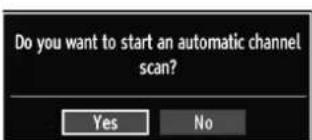 Do you want to start an automatic channel scan? Yes No