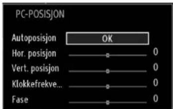 PC-POSISJON Autoposisjon OK Hor. posisjon 0 Vert. posisjon 0 Klokkefrekve... 0 Fase 0