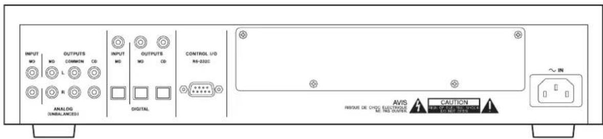 INPUT MD MG OUTPUTS COMMON CD L ANALOG (UNBALANCES) INPUT MD OUTPUTS MD CD DIGITAL CONTROL I/O RS-232C AVIS RESQUE DE CHOC ELECTRIQUE NE TRAS OUTRICE CAUTION ~ IN