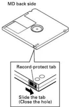 MD back side Record-protect tab Slide the tab (Close the hole)