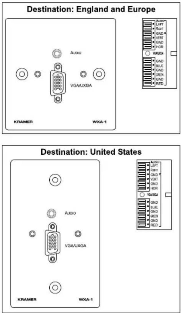 Destination: England and Europe AUDIO VGA/UXGA KRAMER WXA-1 AUDIO VGA/UXGA KRAMER WXA-1 Destination: United States AUDIO VGA/UXGA KRAMER WXA-1