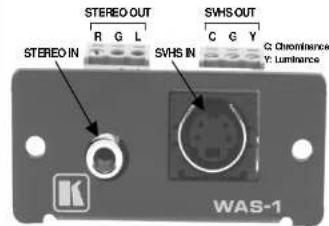 STEREO IN R G L STEREO OUT SVHS IN C CHORHANCE Y Luminance WAS-1