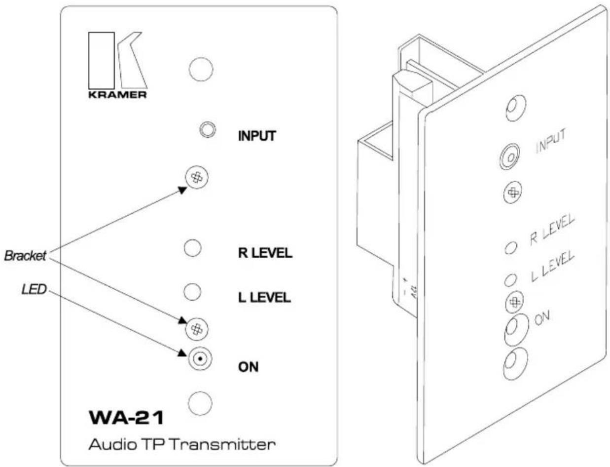 KRAMER INPUT Bracket LED R LEVEL L LEVEL ON WA-21 Audio TP Transmitter