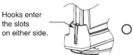 Hooks enter the slots on either side.