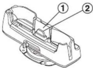 Technical diagram of a mechanical component with numbered parts labeled 1 and 2