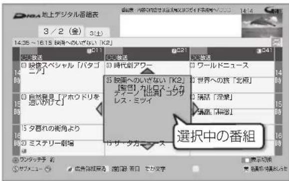 DioA 地上デジタル番組表 3 / 2 (金) 3(土) 14:35 ~ 16:15 映直へのいざない「K2」 【】 放送 ○ 映像スペシャル「バタゴニア」 ○ 時代劇アワー ○ ワールドニュース 14時 ○ 自然発見「アホウドリを追いかげて」 15時 ○ タ夏れの街角より 16時 ○ ミステリー劇場 15 サ・タガニース 【】 放送 ○ ワールドニュース ○ 世界への旅「北極」 ○ 站話「涅槃」 ○ 選択中の番組 【】 放送 ○ ワールドニュース 14時 15時 16時 【】 放送 ○ ワールドニュース 14時 15時 16時 【】 放送 【】 放送 【】 放送 【】 放送 【】 放送 【】 放送 【】 放送 【】 放送 【】 放送 【】 放送