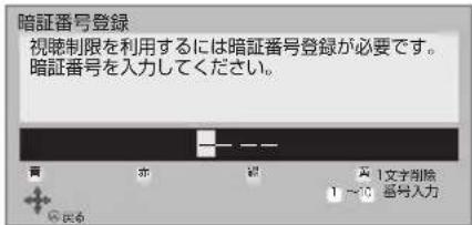 暗証番号登録 視聴制限を利用するには暗証番号登録が必要です。 暗証番号を入力してください。