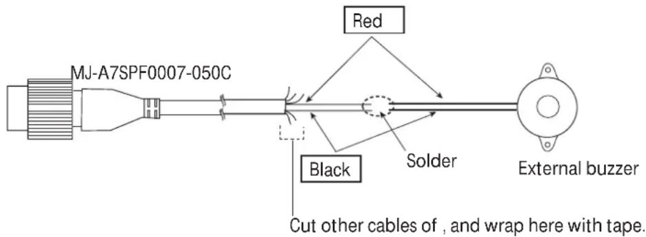 MJ-A7SPF0007-050C Red Black Solder Cut other cables of , and wrap here with tape. External buzzer