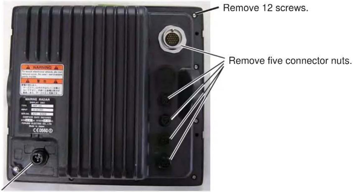 Remove 12 screws. Remove five connector nuts. MARINE RADAR TYPE: SIMPLET UNIT RIP: 0.0000000000000000000000000000000000000000000000000000000000000000000000000000000000000 CE 65560 ©