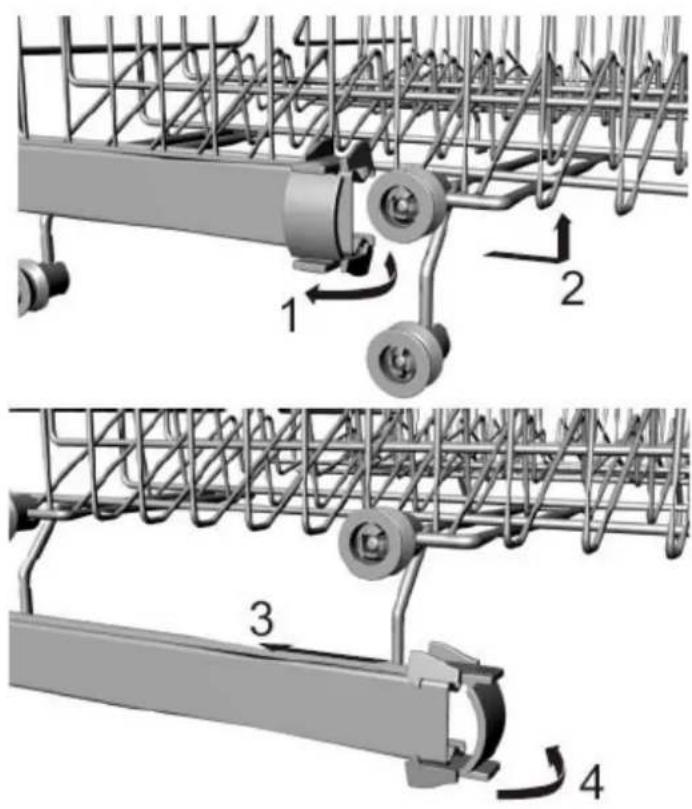 Technical diagram showing mechanical assembly with numbered components and directional arrows indicating motion or flow.