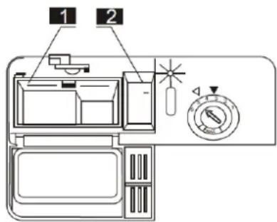 Diagram of a refrigerator interior with labeled parts and control knob