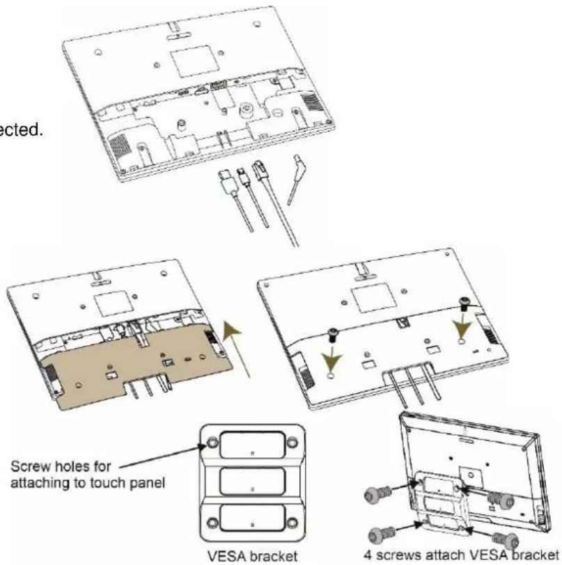 Screw holes for attaching to touch panel VESA bracket 4 screws attach VESA bracket
