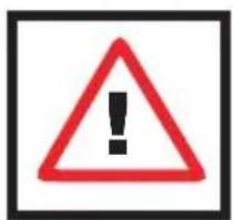 Warning sign with red triangle and exclamation mark, framed by black border