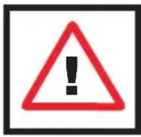 Warning sign with red triangle and exclamation mark, enclosed in black border
