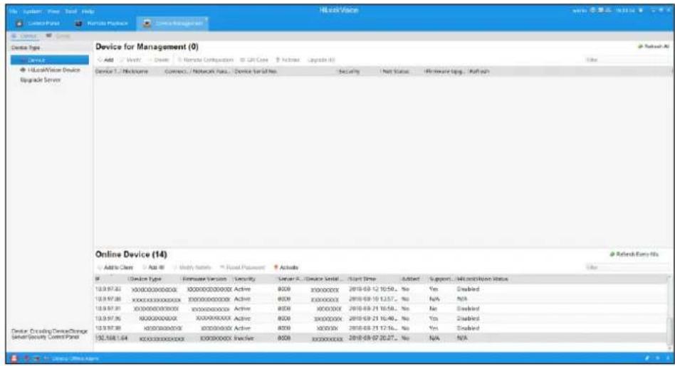 HBookVice Device for Management (0) Add View Drive Remote Configuration @ Chat Case Archive Upgrade (A) File HBookView Device Upgrade Server Device T.1: Blockchain Connect. / Network Pass... Device Set of Rep. Security Next Status Software Manager... Web Help Online Device (14) Add to Cite Add to Update Version Security User R. Device Serial... Start Time Added Support... Web Interface Status 10.9.97.83 XXXXXXXXXX Active XXXXXXXXX 2018-08-12 10:50, No Yes Disabled 10.9.97.88 XXXXXXXXXX Active XXXXXXXXX 2018-08-10 12:57, No N/A N/A 10.9.97.81 XXXXXXXXXX Active XXXXXXXXX 2018-08-21 16:50, No Yes Disabled 10.9.97.95 XXXXXXXXXX Active XXXXXXXXX 2018-08-21 16:40, No Yes Disabled 10.9.97.88 XXXXXXXXXX Active XXXXXXXX 2018-08-21 17:16, No Yes Disabled 192.568.1.64 XXXXXXXXXX Active XXXXXXXXX 2018-08-07 20:27, No N/A N/A Device Crossing DevicesStorage Security Control Panel Add to Cite Add to Update Version Security User R. Device Serial... Start Time Added Support... Web Interface Status