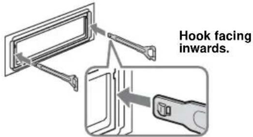 Hook facing inwards.