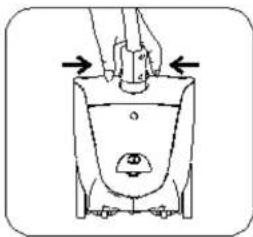 Diagram of a hand pressing down on a water-filled container with arrows indicating motion (no text or symbols)