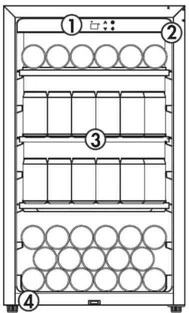 Technical diagram of a multi-level storage unit with numbered components and circular compartments