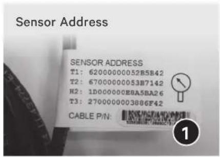 Sensor Address SENSOR ADDRESS T1: 62000000052B5B42 T2: 67000000053B7142 H2: 1D000000EBA5BA26 T3: 27000000038B6F42 CABLE P/N:
