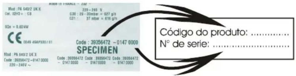 Mod : PA 640/2 UK X Cst. (H2H) + : GB 8Qe = 8.00kW CE (049 46AP330 / 01) Code : 39356472 - 0147 0000 SPECIMEN Mod : PA 640/2 UK X Code : 39356472 - 0147 0000 220 - 246V ~ Code : 39356472 - 0147 0000 - 0147 0000 Code : 39356472 - 0147 0000 - 0147 0000 Código do produto: ...... N° de serie: ......