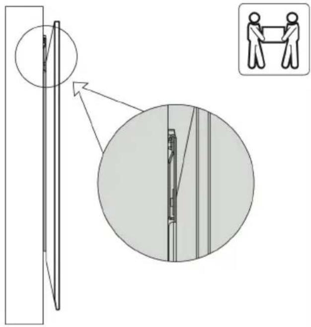 Diagram illustrating a mechanical or structural assembly with an inset showing a person lifting a chair, alongside a magnified view of the component.