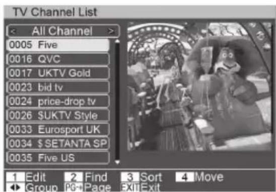 TV Channel List All Channel > 0005 Five 0016 QVC 0017 UKTV Gold 0023 bid tv 0024 price-drop tv 0026 $UKTV Style 0033 Eurosport UK 0034 $ SETANTA SP 0035 Five US 1 Edit 2 Find 3 Sort 4 Move Group PG+Page EXITExit