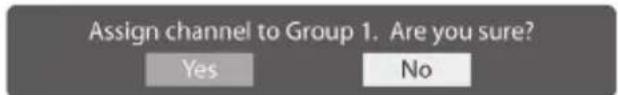 Assign channel to Group 1. Are you sure? Yes No