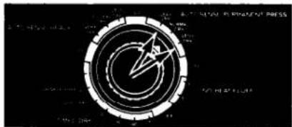 Diagram showing a circular target with an arrow and text labels, likely representing a scientific or technical concept.