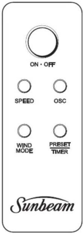 ON • OFF SPEED OSC WIND MODE PRESET TIMER Sunbeam
