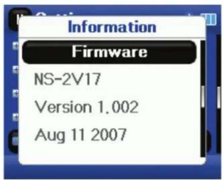 Information Firmware NS-2V17 Version 1.002 Aug 11 2007