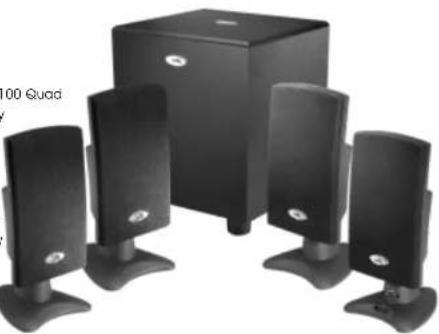 Black studio computer setup with five speakers and a central case (no visible text or labels)
