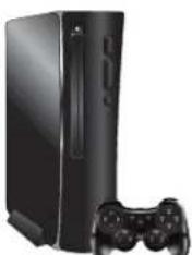 Black Sony gaming console with controller and monitor (no visible text or symbols)