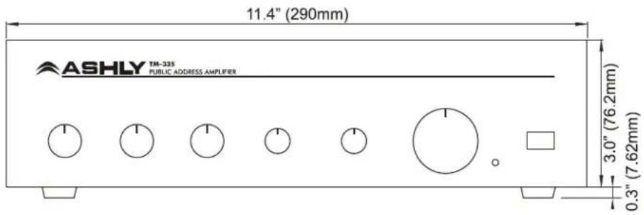 11.4" (290mm) ASHLY TM-335 PUBLIC ADDRESS AMPLIFIER 3.0" (76.2mm) (7.62mm) 0.3"