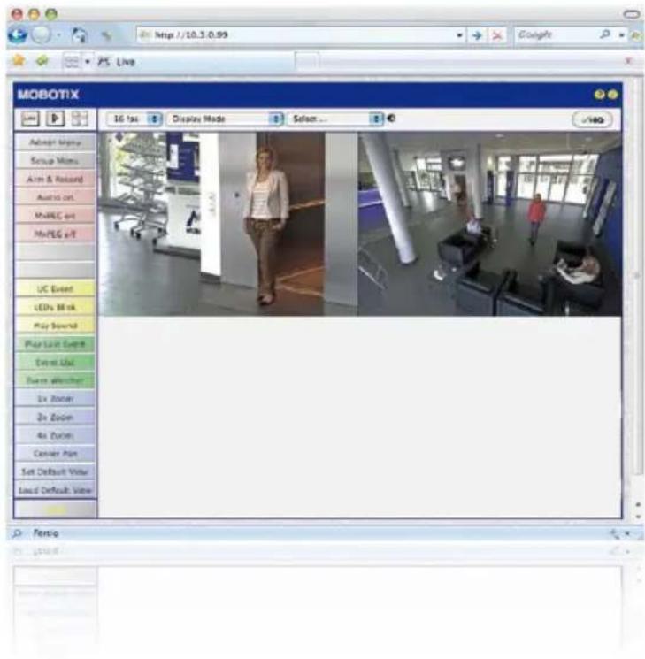 MOBOTIX 16 fps Display Mode Select Adaptive Setup Setup Menu Aim & Record Audio cat MPEG hit MPEG hit UC Event LEDs Mask Play Sound Play Live Event Event Uul Event urecher 1x Zoomer 2x Zoomer 4x Zoomer Conser Pan Set Default View Local Default View Pensio