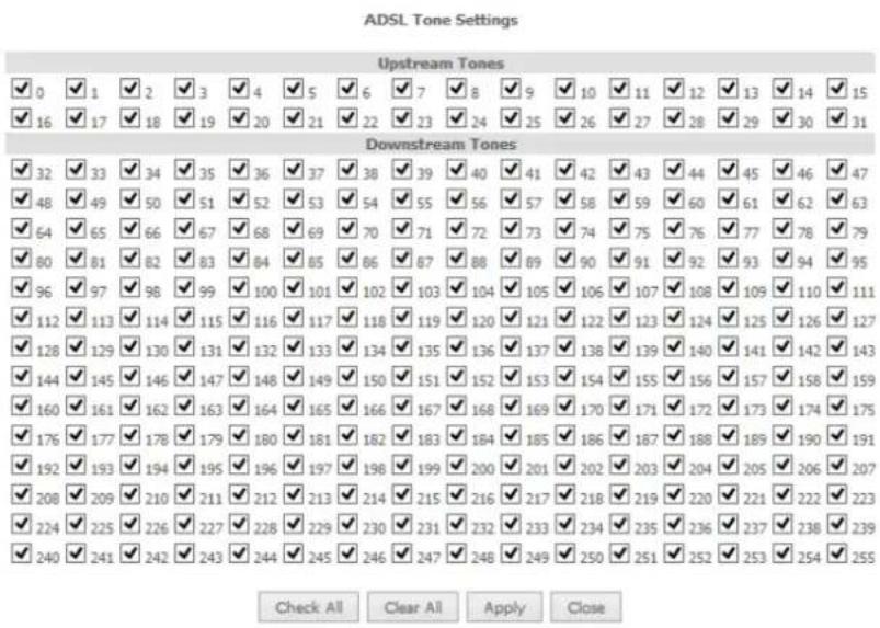 Netcomm NF10WV - ADSL Tone Settings - 1
