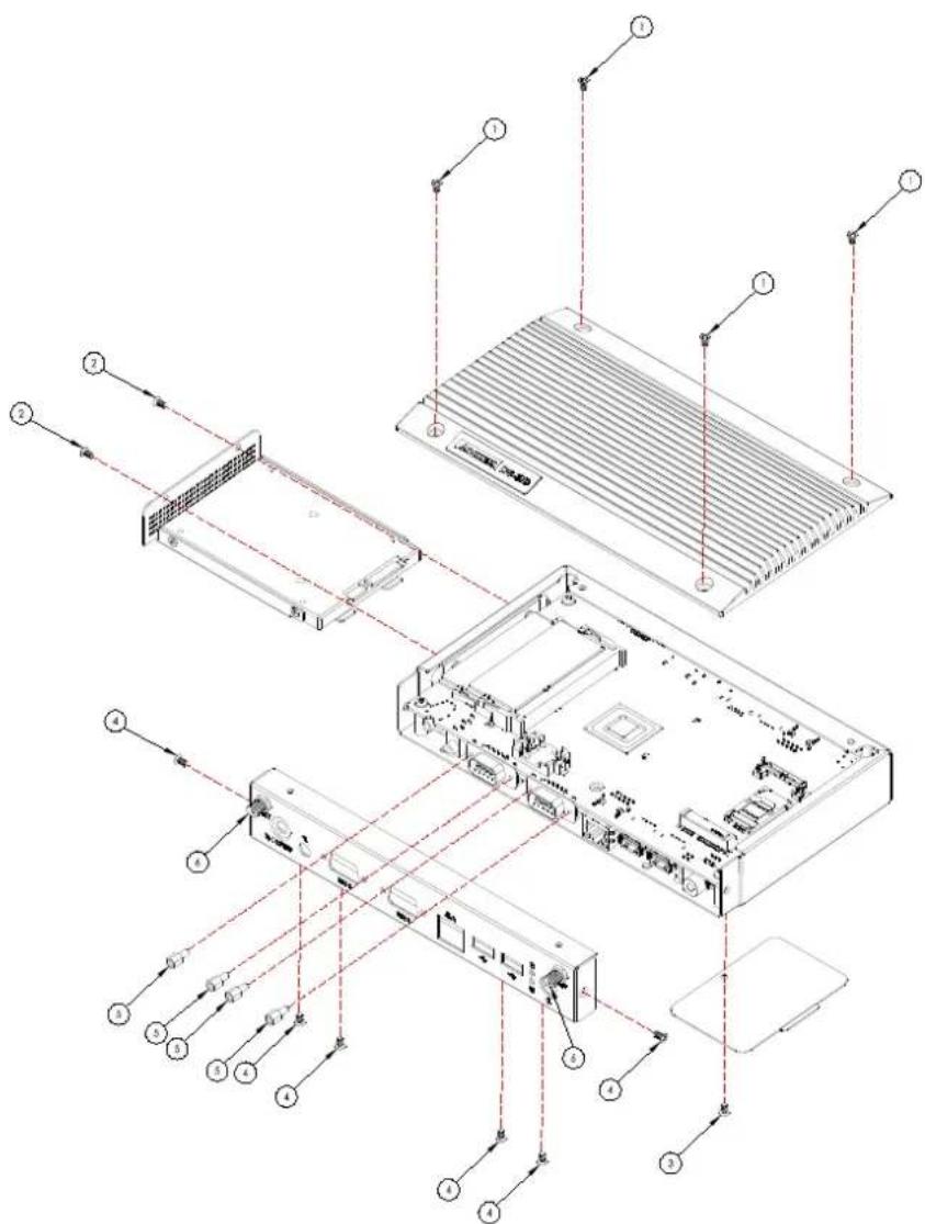 Technical diagram of an electronic device with numbered components and wiring connections