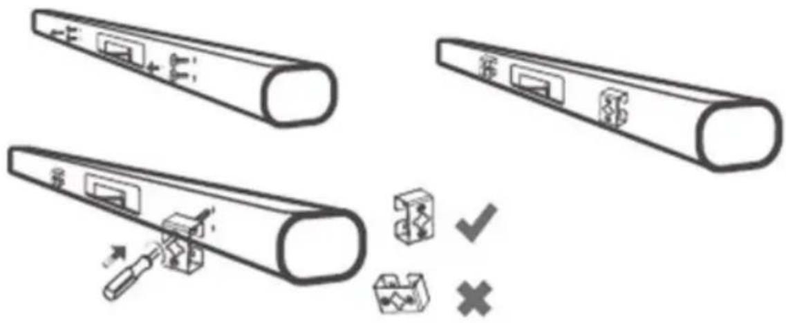 Diagram illustrating a mechanical assembly process with labeled components and checkmark indicators