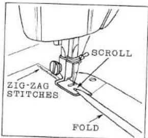 ZIG-ZAG STITCHES SCROLL FOLD